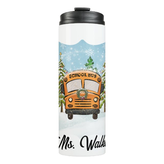Personalise Christmas School Bus Drivers Gift Thermal Tumbler (Front)