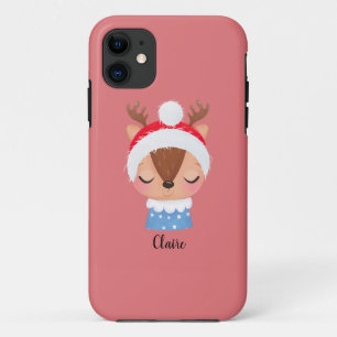 Personalise Christmas Sleeping Reindeer Face iPhone 11 Case