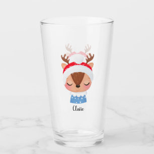Personalise Christmas Sleeping Reindeer Face Glass