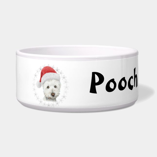 Personalise Christmas Westie Dog Art Bowl (Left)