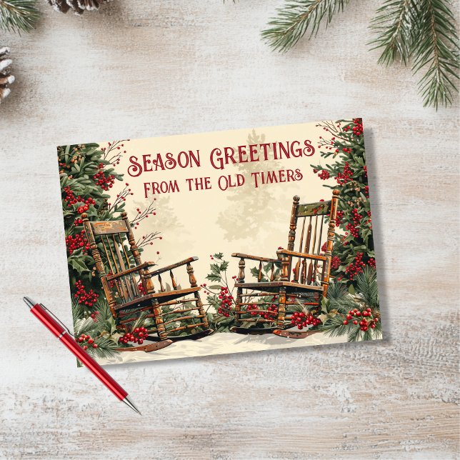 Personalise Christmas Winter Rocking Chair Card (Creator Uploaded)