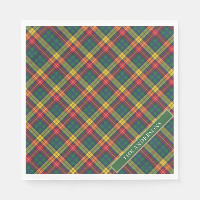 Personalise Clan Buchanan Tartan Plaid Napkin (Front)