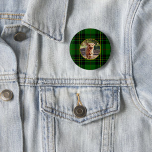 Personalise Clan Forbes Scottish Tartan Green Dog 6 Cm Round Badge