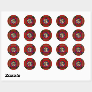 Personalise Clan Stewart Tartan Dog Picture Classic Round Sticker