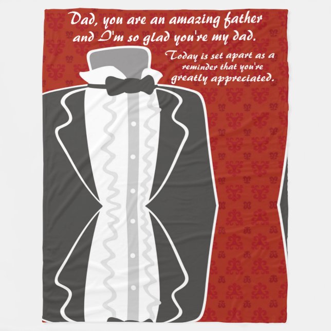 Personalise Classic Tuxedo Look Amazing Dad Fleece Blanket (Front)