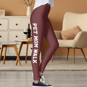 Personalise Classy Pet Mum Christmas Crimson Brown Leggings