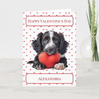 Personalise Cocker Spaniel  Puppy Valentine Card