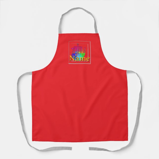Personalise Coffee Pot Red   Apron (Front)