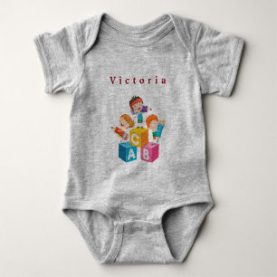 Personalise Colourful Alphabet Block Letters Baby Bodysuit