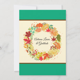 Personalise Colourful Autumn Leaves Wreath Greetin Holiday Card