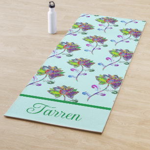 Personalise Colourful Lotus Flowers Yoga Mat
