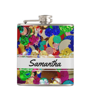 Personalise Colourful Sequin Hip Flask
