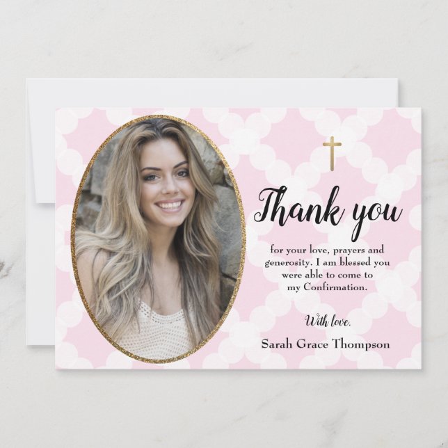 Personalise Confirmation teen girl photo thank you (Front)