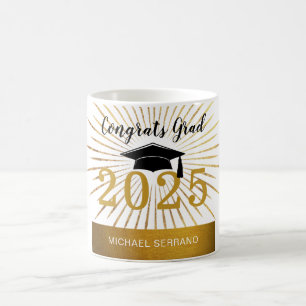 Personalise Congrats Grad Gold Foil Class of 2025 Coffee Mug