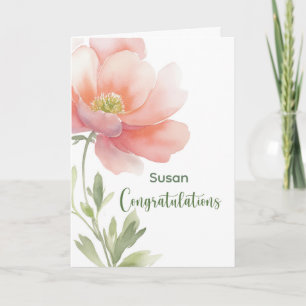 Personalise Congratulations Watercolor Flower Card