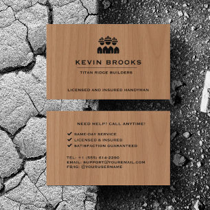 Personalise Construction Handyman Carpenter Wood Business Card