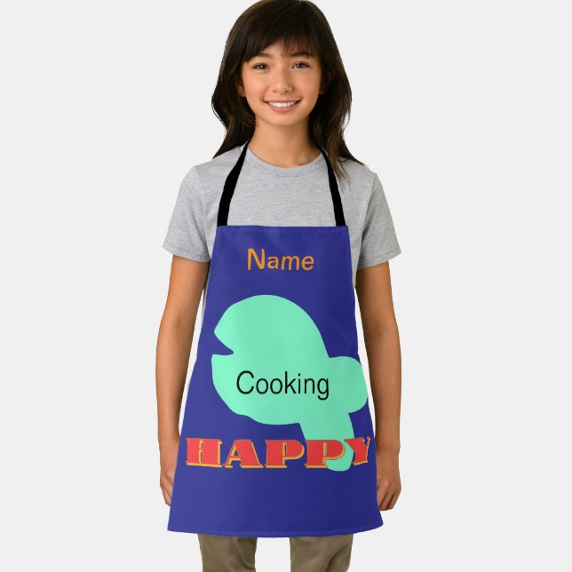 Personalise Cooking Happy Kids Blue  Apron (Insitu)