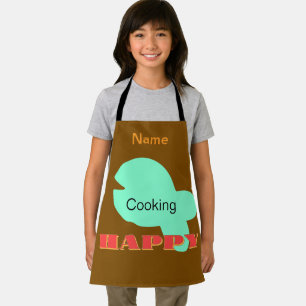 Personalise Cooking Happy Kids Brown Apron