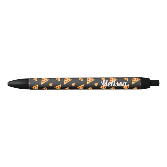 Personalise Cool and fun pizza slices pattern Black Ink Pen (Front)
