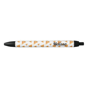 Personalise Cool fun pizza slices pattern white Black Ink Pen