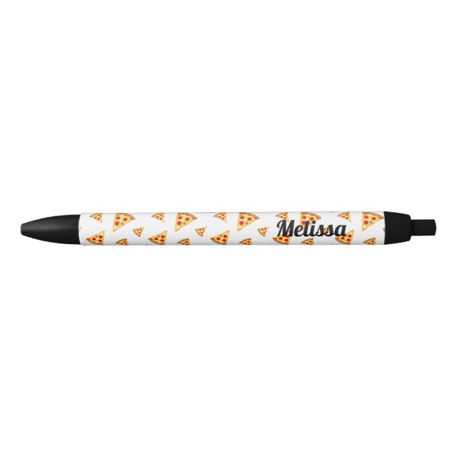 Personalise Cool fun pizza slices pattern white Black Ink Pen (Front)