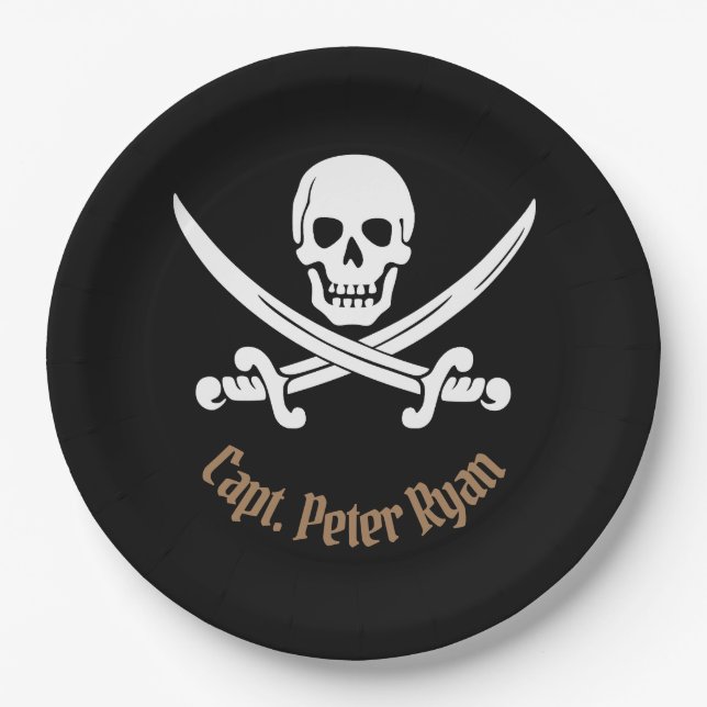 Personalise Cool Pirate Sign Paper Plate (Front)