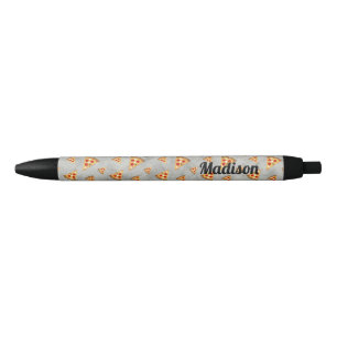 Personalise Cool pizza slices vintage grey pattern Black Ink Pen