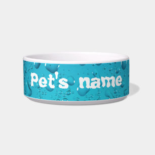 Personalise Cool water drops blue pet bowl