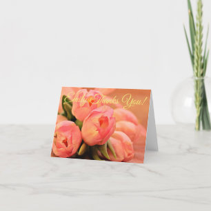Personalise Coral Tulips Thank You Card