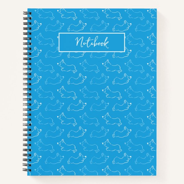 Personalise Corgi Hand-Drawn Doodle Teal Notebook (Front)