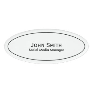 Personalise: Corporate Minimal Black & White Oval Name Tag