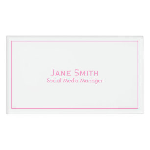 Personalise: Corporate Minimal Pink and White Name Tag