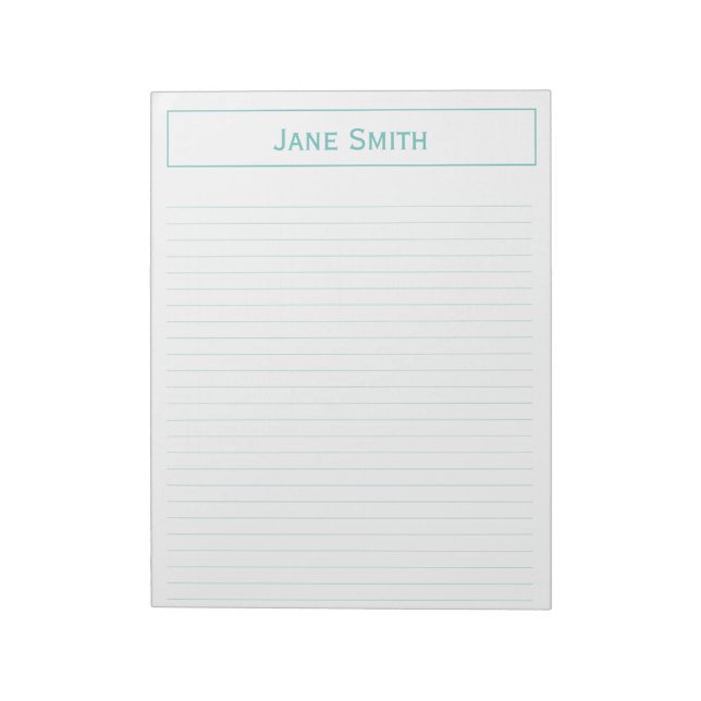 Personalise: Corporate Minimal Teal and White Notepad (Rotated)