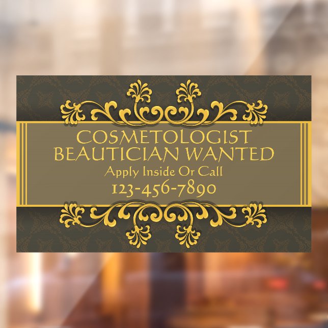 Personalise Cosmetologist Beautician Wanted Salon  Window Cling (Sheet 2)
