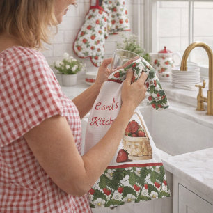 Personalise Country \ Strawberry Basket Tea Towel