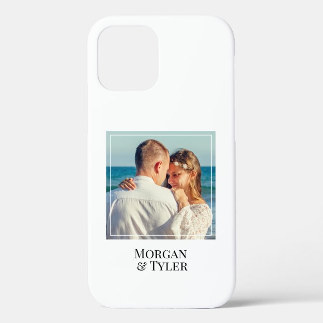 Personalise Couple's Photo & Names, Square, White Case-Mate iPhone Case (Back)