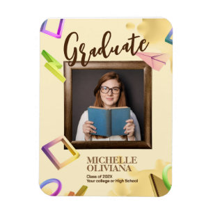 Personalise creamy fancy graduation announcement magnet