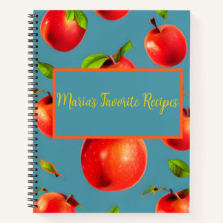 Personalise Crisp Red Apples Pattern Recipe Notebook