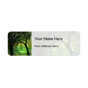 Personalise Cross Hatched Tree on Green Watercolor