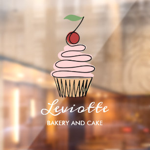 Personalise Cupcake Bakery Shop Front White Text Window Cling