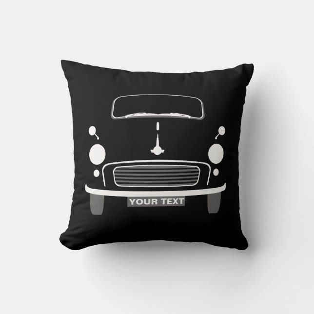 Personalise custom Black Morris Minor pop art Cushion (Front)