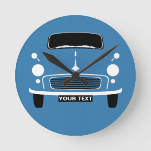Personalise Custom Blue Morris Minor Pop Art Round Clock