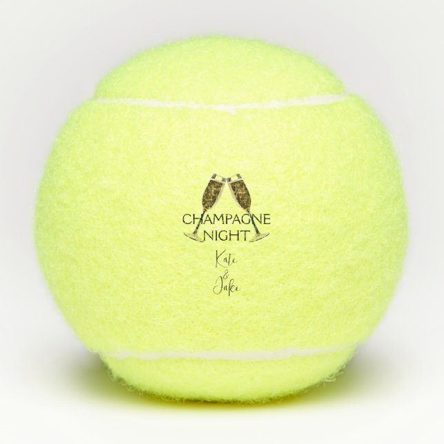 Personalise Custom Champagne Night Tennis Balls (Front)