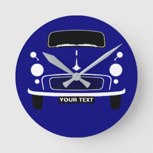 Personalise Custom Dark Blue Morris Minor Pop Art Round Clock