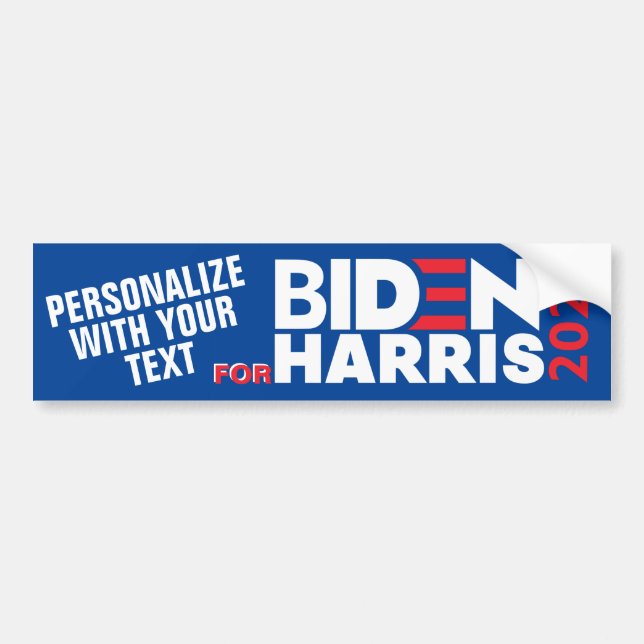 Personalise Custom For Biden/Harris 2020 Vinyl Car Bumper Sticker (Front)