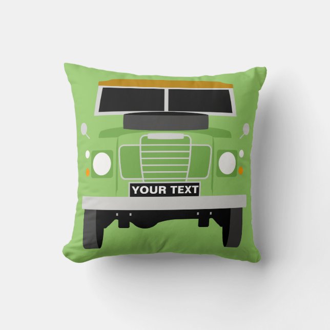 Personalise custom green Land Rover Series 3 Cushion (Front)