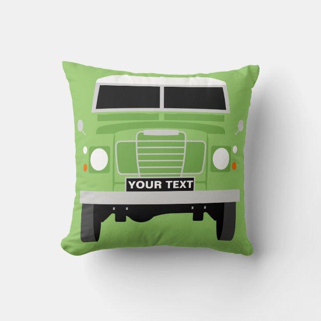 Personalise custom green Land Rover Series 3 Cushion (Front)