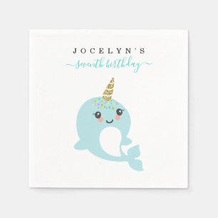 Personalise Custom Narwhal Themed Party Napkins