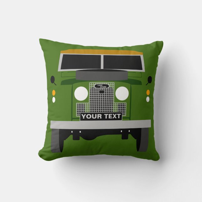 Personalise custom olive green Land Rover Series 2 Cushion (Front)