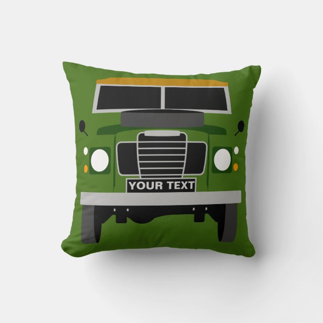 Personalise custom olive green Land Rover Series 3 Cushion (Front)
